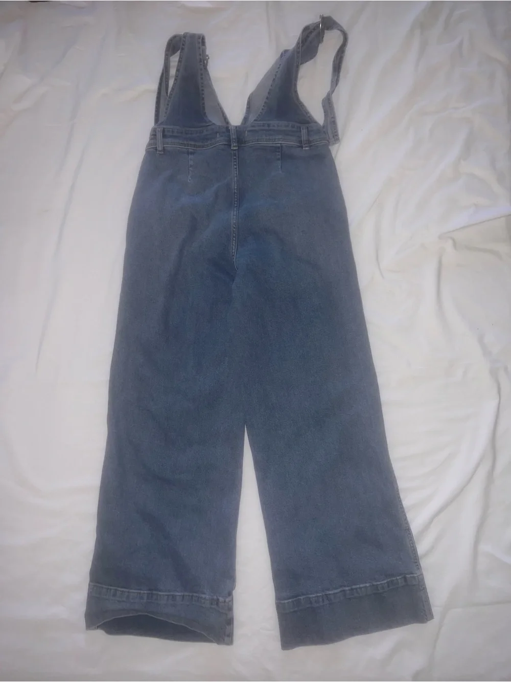 Free People Light Blue Straight-Leg Denim Overalls